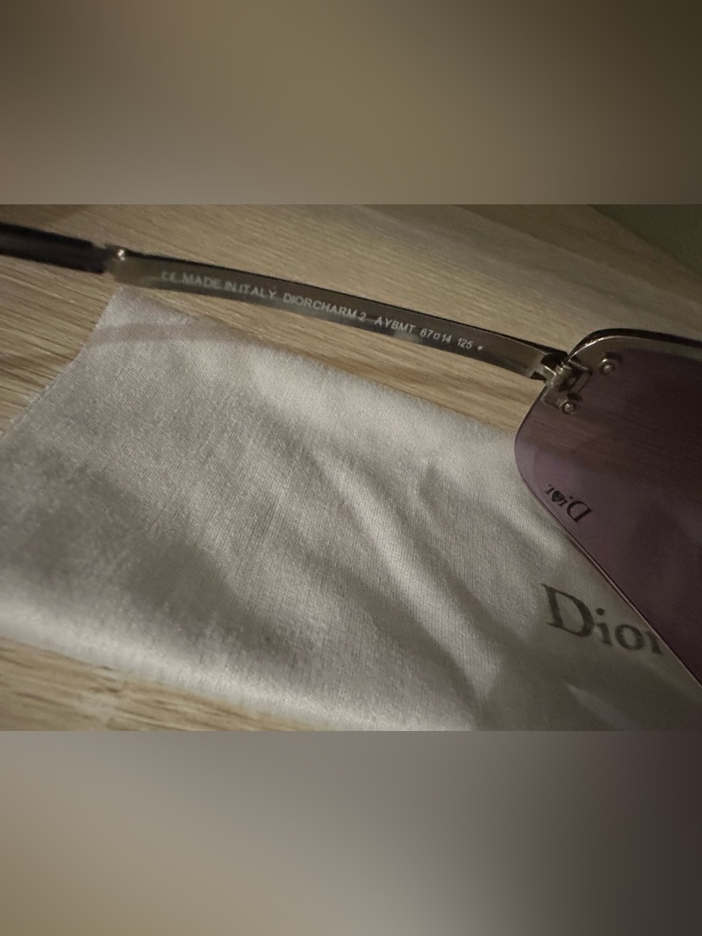 Dior Charm Y2K rimless shield sunglasses gradient purple tint lenses - Picture 6 of 7